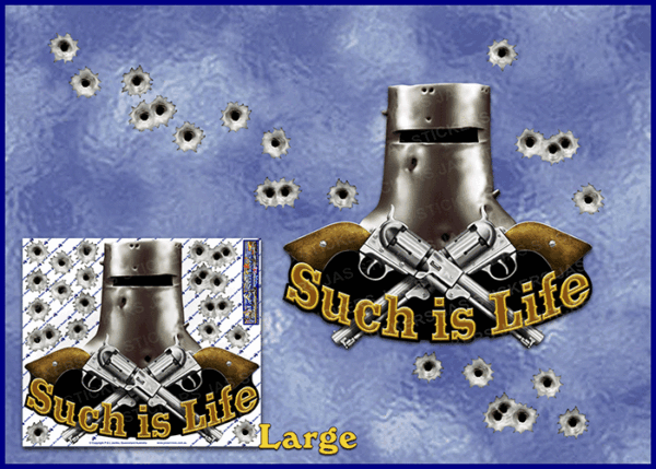 ned-kelly-helmet-guns-such-is-life-fake-bullet-holes-vinyl-decals-JAS-Stickers