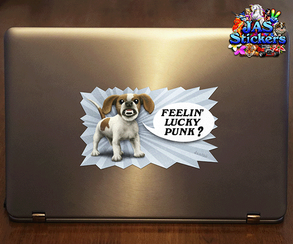 feelin-lucky-punk-puppy-dog-cartoon-vinyl-decal-JAS-Stickers-Australia