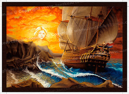 PRC009-spinner-art-page-fantasy-art-wind-song-mermaid-galleon-sea-legend-jantke-art-print-2-C