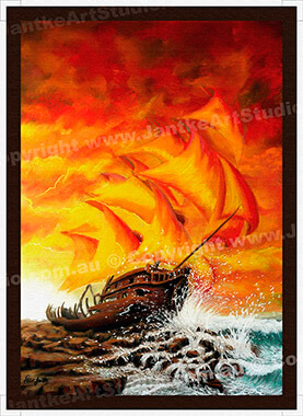 PRC013-spinner-art-page-fantasy-art-ship-wreck-ghost-ship-sunset-jantke-art-print-2-C