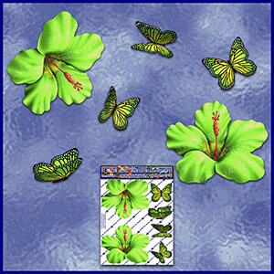 ST023GR-T1-TN-jas-hibiscus-flowers-butterflies-green-JAS-Stickers-C