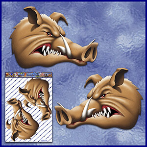 ST034-T3-TN-jas-feral-wild growling-pig-cartoon-funny-twin-pack-JAS-Stickers-C